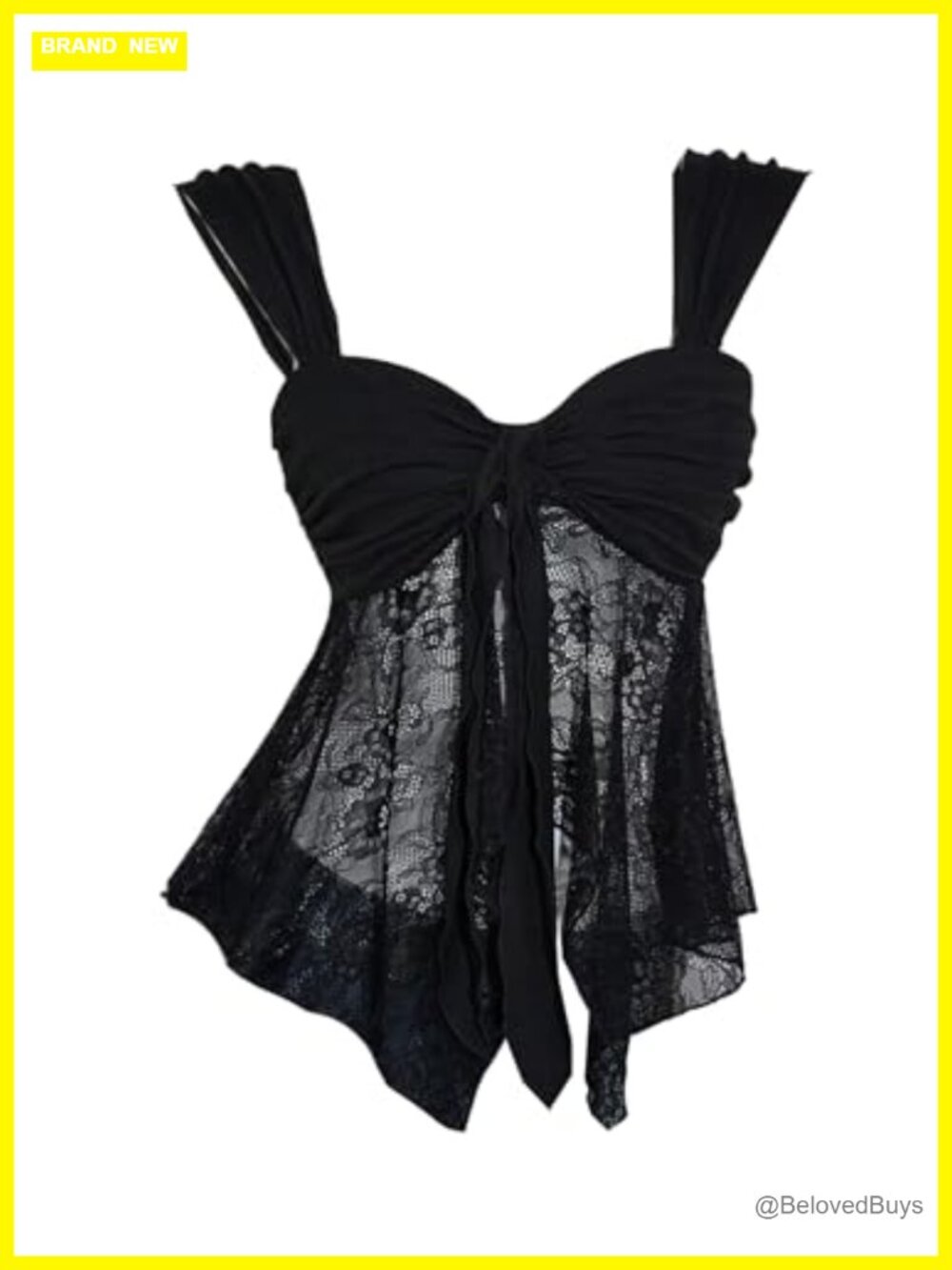 Women's Y2K Sheer Lace Mesh Tank Top Asymmetrical Sleeveless Sweetheart Neck